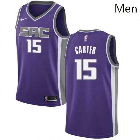Mens Nike Sacramento Kings 15 Vince Carter Authentic Purple Road NBA Jersey Icon Edition